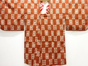 大正ロマン　抽象模様織り出しお召道行コート